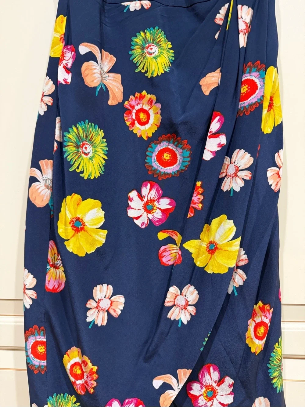 J. Crew Navy Silk One-Shoulder Floral Wrap Dress (121)